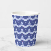 Gobelets En Papier Sailboats On Striped Sea Pattern (Gauche)