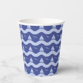 Gobelets En Papier Sailboats On Striped Sea Pattern (Recto)