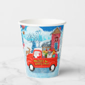 Gobelets En Papier Saint Bernard Chien Livraison de Noël Camion Neige (Recto)