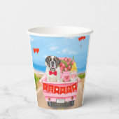 Gobelets En Papier Saint Bernard Chien Saint Valentin Coeurs de camio (Verso)