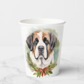 Gobelets En Papier Saint Bernard Christmas Wreath Festive Pup (Verso)