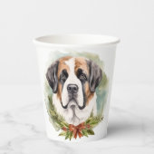 Gobelets En Papier Saint Bernard Christmas Wreath Festive Pup (Recto)