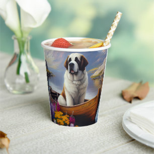 Gobelets En Papier Saint Bernard sur une pagaie : Une aventure panora