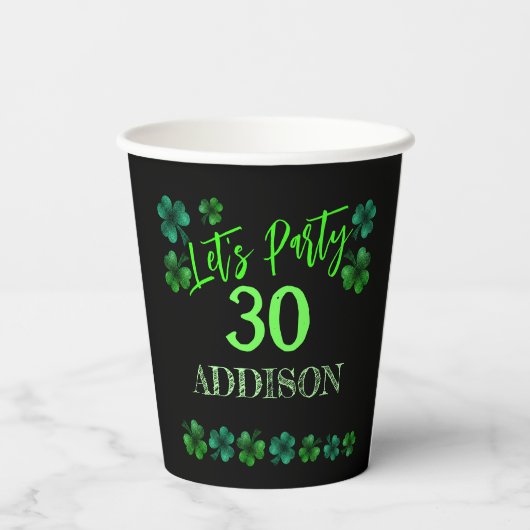 Gobelets En Papier Saint Patrick Day Anniversaire Faisons shamrock (Verso)