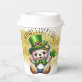 Gobelets En Papier Saint Patrick’s Day Cute Bear Green Gold (Recto)