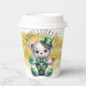 Gobelets En Papier Saint Patrick’s Day Cute Bear Green Gold Shamrock (Recto)