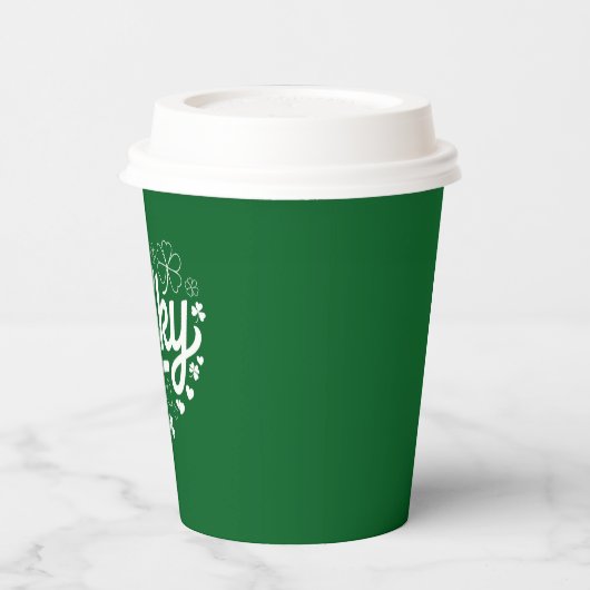 Gobelets En Papier Saint Patrick's Day Heart Lucky Clover Shamrock (Gauche)