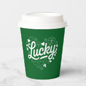 Gobelets En Papier Saint Patrick's Day Heart Lucky Clover Shamrock (Recto)