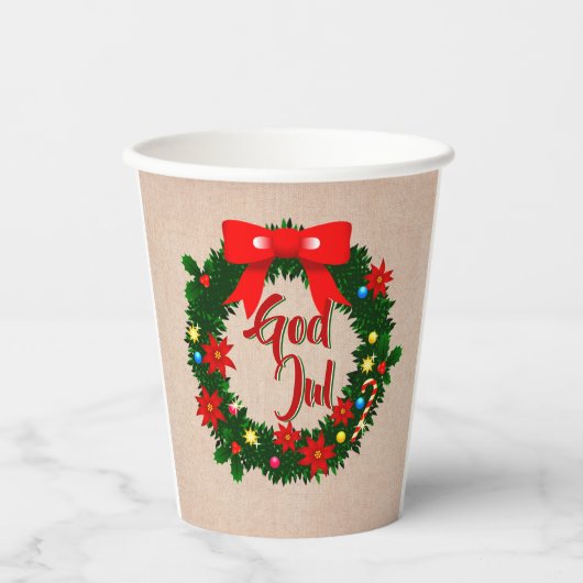 Gobelets En Papier Saint Suédois Jul Joyeux Noël (Recto)