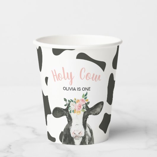 Gobelets En Papier Saint Vache Je suis un rose En vichy fleuri Annive (Recto)