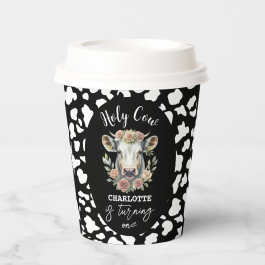 Gobelets En Papier Saint Vache Je suis une vache fille 1er anniversai (Recto)