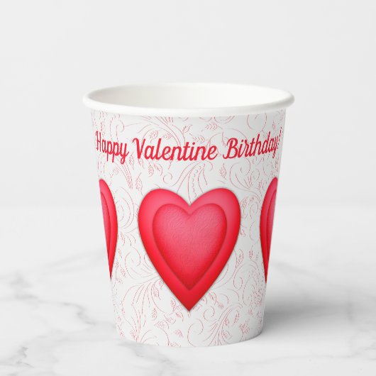 Gobelets En Papier Saint-Valentin Anniversaire Fancy Coeurs rouges (Verso)