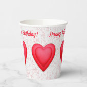 Gobelets En Papier Saint-Valentin Anniversaire Fancy Coeurs rouges (Gauche)