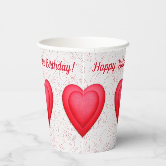 Gobelets En Papier Saint-Valentin Anniversaire Fancy Coeurs rouges (Droite)