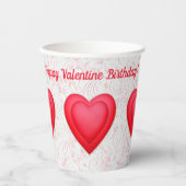 Gobelets En Papier Saint-Valentin Anniversaire Fancy Coeurs rouges (Recto)
