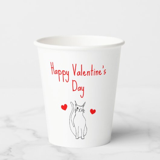 Gobelets En Papier Saint-Valentin Coeurs mignonette Cat Classroom Par (Recto)