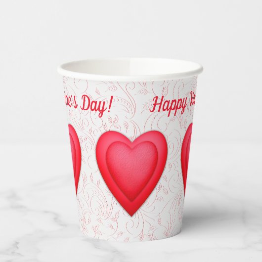 Gobelets En Papier Saint Valentin Coeurs rouges fantaisistes (Gauche)