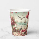 Gobelets En Papier Saint-Valentin côtière/nautique (Verso)