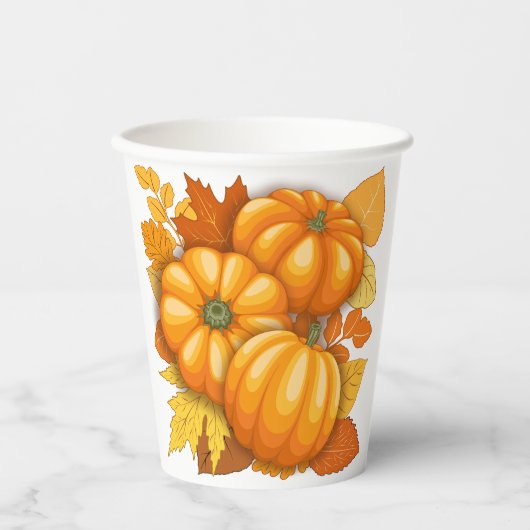 Gobelets En Papier Saison d'automne Halloween Citrouille Motif (Recto)