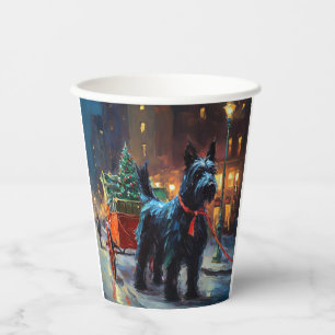 Gobelets En Papier Saison de Noël du Terrier écossais