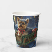 Gobelets En Papier Saison de Noël du Yorkshire Terrier (Verso)