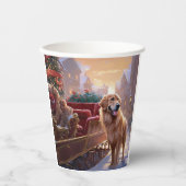 Gobelets En Papier Saison de Noël Golden Retriever (Recto)
