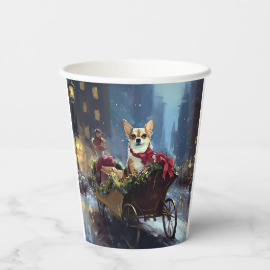 Gobelets En Papier saison des fêtes de Noël de chihuahua (Verso)