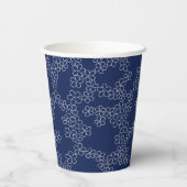 Gobelets En Papier Sakura de cerisier japonais blanc sur bleu (Verso)