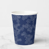 Gobelets En Papier Sakura de cerisier japonais blanc sur bleu (Gauche)