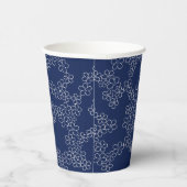 Gobelets En Papier Sakura de cerisier japonais blanc sur bleu (Droite)