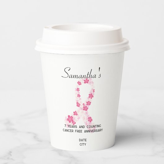 Gobelets En Papier Sakura Pink Breast Cancer Fundraising QR Code (Verso)