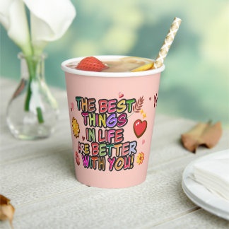 Gobelets En Papier Salle de classe Saint-Valentin Fleur de beigne Per