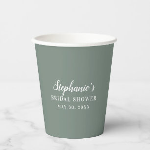 Gobelets En Papier Salle de Réception de Mariage Minimaliste Vert Sau