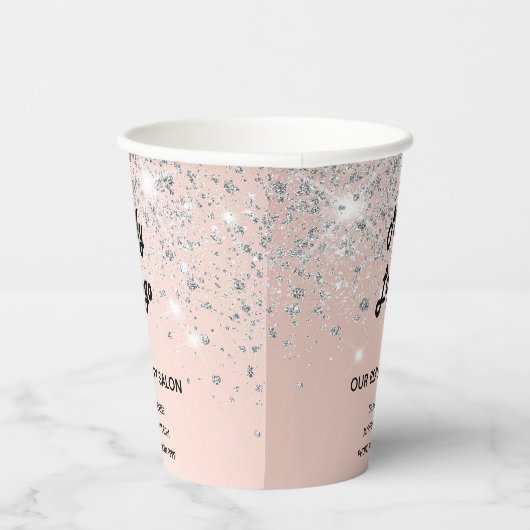 Gobelets En Papier Salon de beauté rose or argent parties scintillant (Droite)