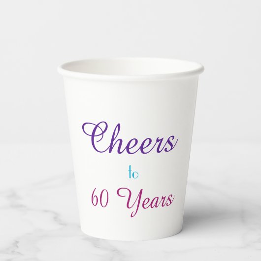 Gobelets En Papier Salutations à 60 ans Anniversaire (Verso)