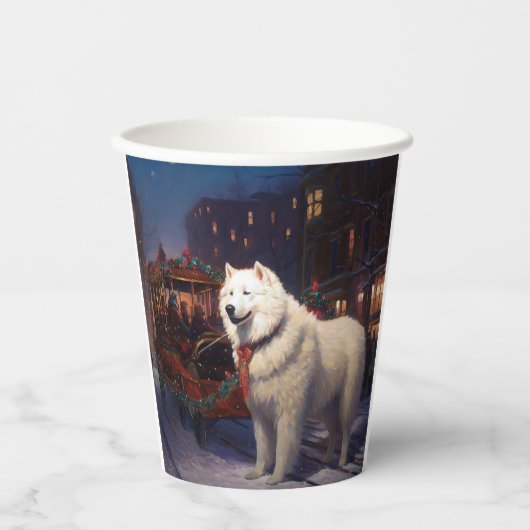 Gobelets En Papier Samoyed Christmas Festive Saison (Recto)