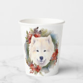 Gobelets En Papier Samoyed Christmas Wreath Festive Pup (Verso)