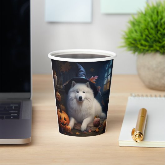 Gobelets En Papier Samoyed Citrouilles Halloween Effrayant (Insitu)