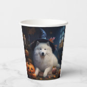 Gobelets En Papier Samoyed Citrouilles Halloween Effrayant (Verso)