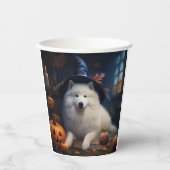 Gobelets En Papier Samoyed Citrouilles Halloween Effrayant (Recto)