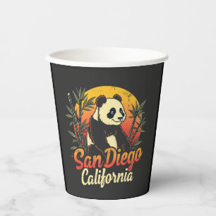 Gobelets En Papier San Diego California Retro Sunset Panda Vintage