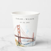 Gobelets En Papier San Francisco Golden Gate Bridge Landscape Wedding (Recto)