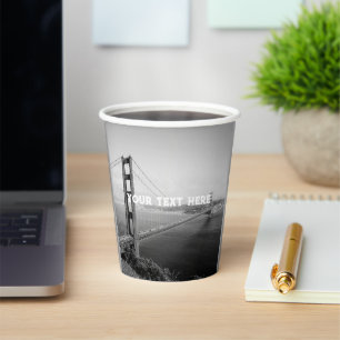 Gobelets En Papier San Francisco Golden Gate noir blanc Vintage