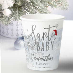 Gobelets En Papier Santa Baby Noël Bébé Shower d'Hiver