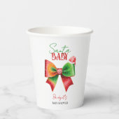 Gobelets En Papier Santa Baby shower bow and Santa hat Christmas (Verso)