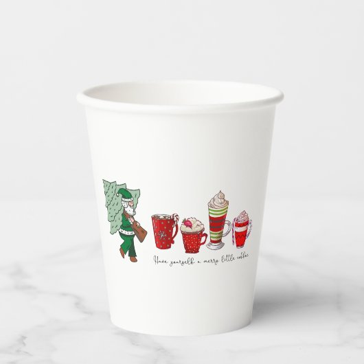 Gobelets En Papier Santa Claus avec Noël Boire du café bénédiction (Recto)