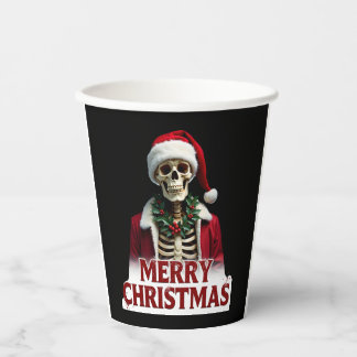 Gobelets En Papier Santa Claus Skeleton Outfit Skull Funny Christmas 