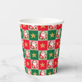 Gobelets En Papier Santa Claus Tartan Rétro Noël Plaid (Verso)