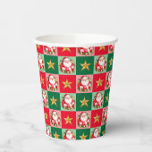 Gobelets En Papier Santa Claus Tartan Rétro Noël Plaid (Gauche)