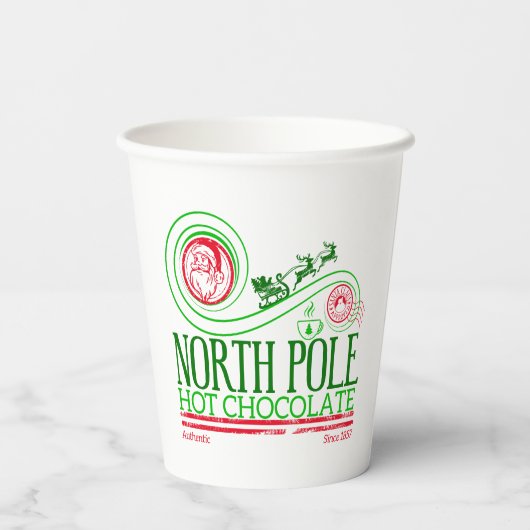Gobelets En Papier Santa Clause Pôle Nord Chocolat chaud (Verso)